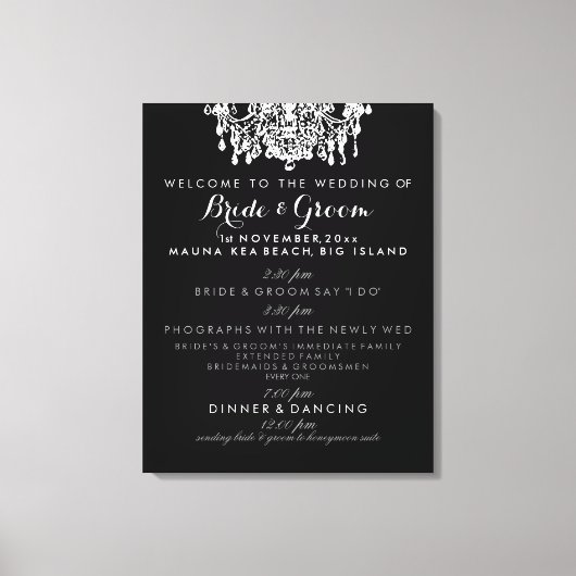 PixDezines Kronleuchter Hochzeitsprogramm Leinwanddruck (Vorderseite)