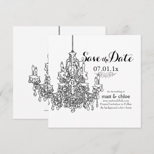 PixDezines Kronleuchter/rett Datum/Farbe Save The Date (Vorne/Hinten)