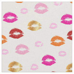 PixDezines Kuss, Kuss mit goldenen Lippen Stoff