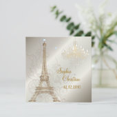 PixDezines LA TOUR EIFFEL/PARIS/CRYSTAL CHANDELIER Einladung (Stehend Vorderseite)