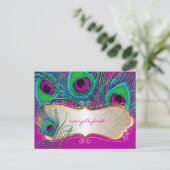 PixDezines-Label für psychedelische Pfau+Goldtrim Postkarte (Stehend Vorderseite)