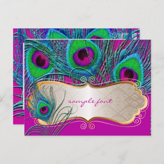 PixDezines-Label für psychedelische Pfau+Goldtrim Postkarte (Vorne/Hinten)