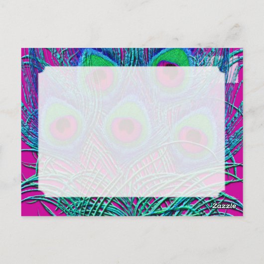 PixDezines-Label für psychedelische Pfau+Goldtrim Postkarte (Rückseite)