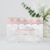 PixDezines Lace Rose Gold/Marmor/Rett Datum Save The Date (Stehend Vorderseite)