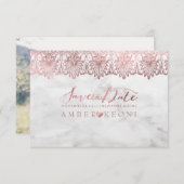 PixDezines Lace Rose Gold/Marmor/Rett Datum Save The Date (Vorne/Hinten)