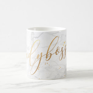 PixDezines LADYBOSS Marble+Imitats Gold/Script Kaffeetasse