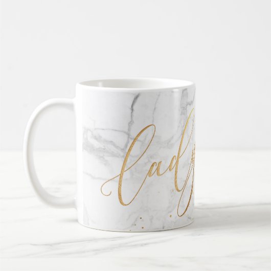PixDezines LADYBOSS Marble+Imitats Gold/Script Kaffeetasse (Links)