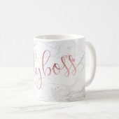 PixDezines LADYBOSS Marble+Imitats Rose Gold/Scrip Kaffeetasse (VorderseiteRechts)