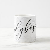 PixDezines LADYBOSS Marble+Modernes Skript Kaffeetasse (Mittel)