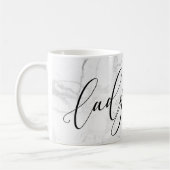 PixDezines LADYBOSS Marble+Modernes Skript Kaffeetasse (Links)