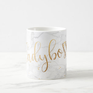 PixDezines LADYBOSS Marmor+Faux Gold/Schrift Kaffeetasse