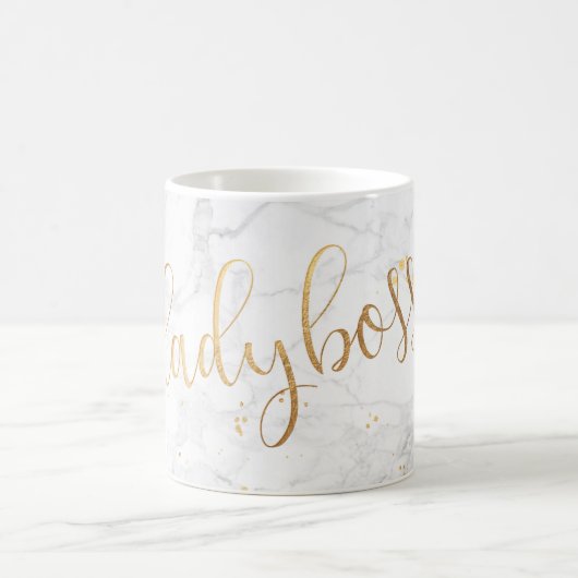 PixDezines LADYBOSS Marmor+Imitate Gold/Script Kaffeetasse (Mittel)