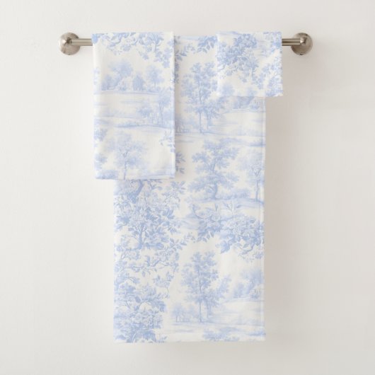 PixDezines Landschaft Chinoiserie, Hellblau Badhandtuch Set (Insitu)