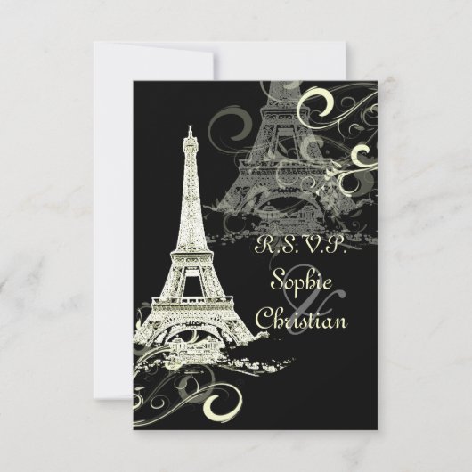 PixDezines LARGE UAWG/LA TOUR EIFFEL/CREAM WIRBEL RSVP Karte (Vorderseite)