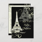 PixDezines LARGE UAWG/LA TOUR EIFFEL/CREAM WIRBEL RSVP Karte (Vorne/Hinten)