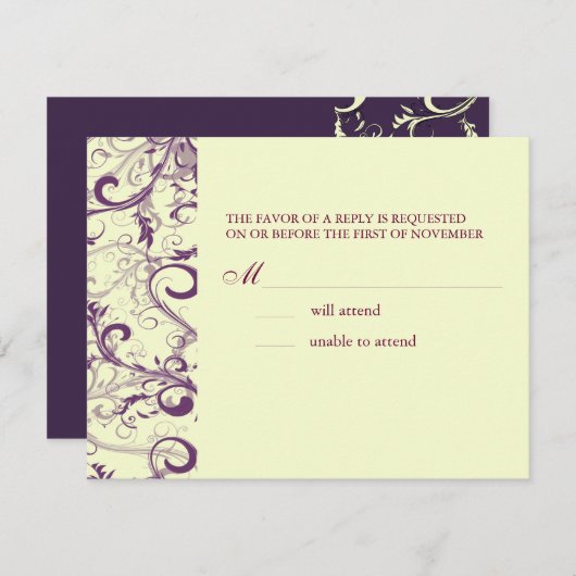 PixDezines LARGE UAWG, PLUM SWIRLSDIY Hintergrund RSVP Karte (Vorne/Hinten)
