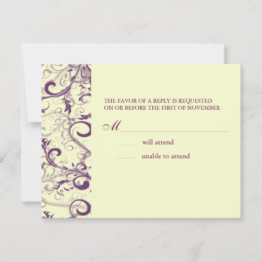 PixDezines LARGE-UAWG, PLUM-WIRBEL/DIY-Hintergrund RSVP Karte (Vorderseite)