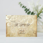 PixDezines LARGE uAwg Vintage Creme Wirbel RSVP Karte (Stehend Vorderseite)