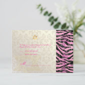 PixDezines LARGE UAWG Zebra/Damask Bat Mitzvah RSVP Karte (Stehend Vorderseite)