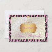 PixDezines LARGE UAWG Zebra/Damask Bat Mitzvah RSVP Karte (Rückseite)