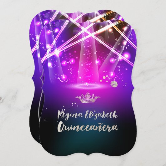 PixDezines Laser Lights Quinceanera/Sweet 15 Einladung (Vorne/Hinten)