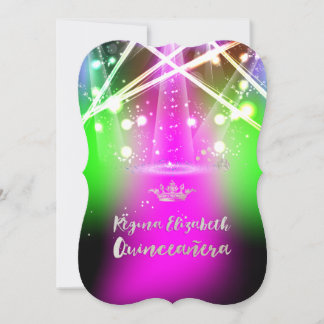 PixDezines Laser Lights Quinceanera/Sweet 15 Einladung