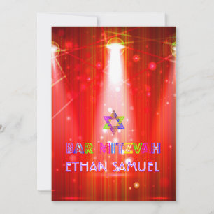 PixDezines Laser/Neonlichter Bar mitzvah Einladung