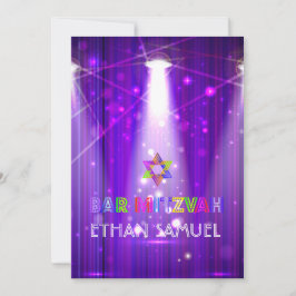 PixDezines Laser/Neonlichter Bar mitzvah Einladung