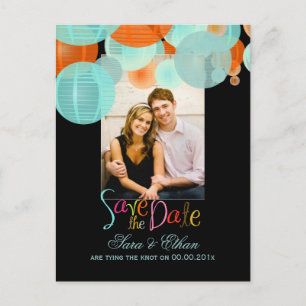 PixDezines Laternen Save the Date Ankündigungspostkarte