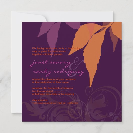 PixDezines Laub-/Auberginen-/Hundeuntergrund Einladung (Rückseite)