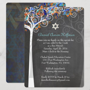PixDezines Lebensbaum Mitzwa/Wandtafel Einladung