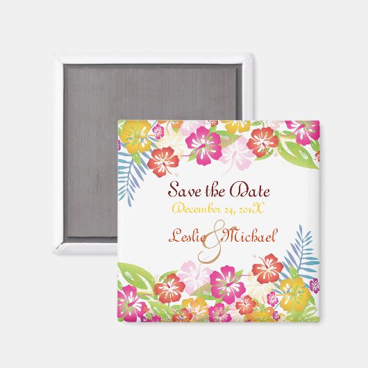 PixDezines Leis Hibiskus, Save the Date Magnet (Vorderseite/Rückseite)