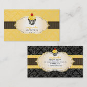 PixDezines lemon Limone Wirbel Cupcake + Pinstreif Visitenkarte (Vorne/Hinten)
