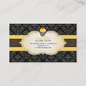 PixDezines lemon Limone Wirbel Cupcake + Pinstreif Visitenkarte (Rückseite)