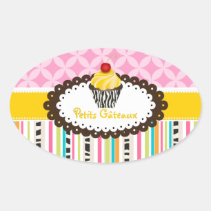 PixDezines lemon Wirbel Cupcake/DIY Ovaler Aufkleber