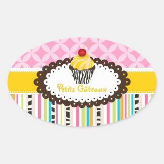 PixDezines lemon Wirbel Cupcake/DIY Ovaler Aufkleber