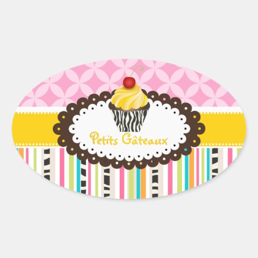 PixDezines lemon Wirbel Cupcake/DIY Ovaler Aufkleber (Vorderseite)