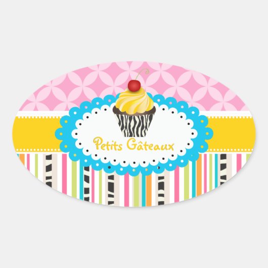 PixDezines lemon Wirbel Cupcake/DIY Ovaler Aufkleber (Vorderseite)
