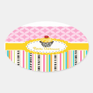 PixDezines lemon Wirbel Cupcake/DIY Ovaler Aufkleber