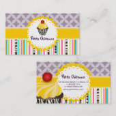 PixDezines lemon Wirbel cupcake+stripes Visitenkarte (Vorne/Hinten)