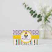 PixDezines lemon Wirbel cupcake+stripes Visitenkarte (Stehend Vorderseite)