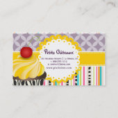 PixDezines lemon Wirbel cupcake+stripes Visitenkarte (Rückseite)