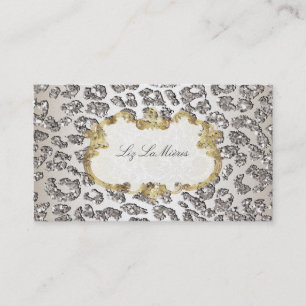 PixDezines Leopard/Champagner/Perlmutt-Etiketten Visitenkarte