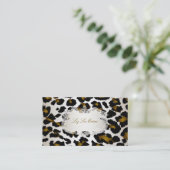PixDezines Leopard/Champagner Visitenkarte (Stehend Vorderseite)