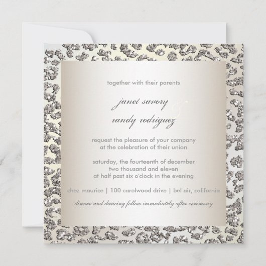 PixDezines Leopard-Drucke/Imitat-Glitzer Einladung (Rückseite)