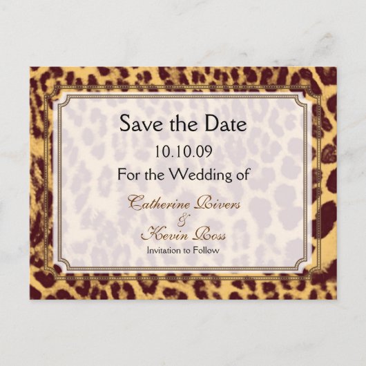 PixDezines Leopard drucken/DIY-Text/ Save the Date Ankündigungspostkarte (Vorderseite)