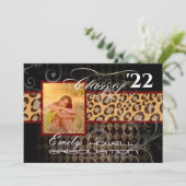 PixDezines LEOPARD GRADUATION Einladung (Stehend Vorderseite)