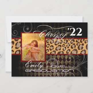 PixDezines LEOPARD GRADUATION Einladung