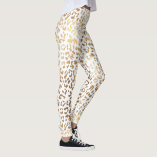 PixDezines Leopard Print/Gold Tone Leggings