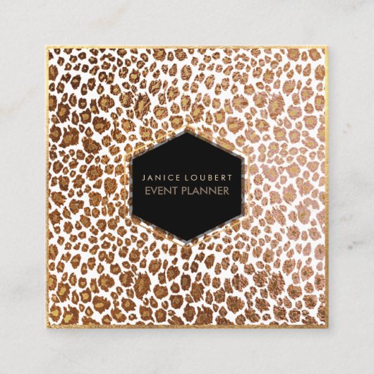 PixDezines Leopard Print/Imitate Gold/DIY Hintergr Quadratische Visitenkarte (Vorderseite)